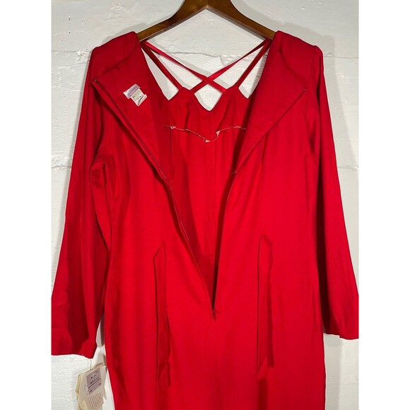 NWT Vintage Fredrick's of Hollywood Cherry Red Bodycon Dress 80s 90s Size Large - Picture 9 of 16